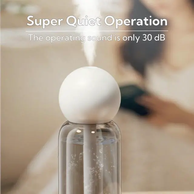 Alt view image 5 of 7 - Portable Small Humidifier Dual Nozzle - Large Cool Mist Humidifiers Double Spray Ports, Water Shortage Protection, Ultra-Quiet, Mini Humidifier for Bedroom Plants Office Car Travel (P06)