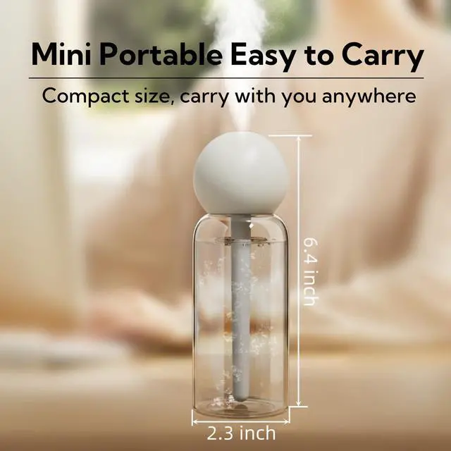 Alt view image 7 of 7 - Portable Small Humidifier Dual Nozzle - Large Cool Mist Humidifiers Double Spray Ports, Water Shortage Protection, Ultra-Quiet, Mini Humidifier for Bedroom Plants Office Car Travel (P06)