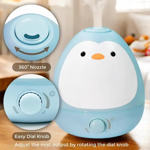 Alt view image 5 of 7 - Baby 3-in-1 Cool Mist Humidifier with Essential Oil Diffuser + Nightlight, BPA Free Phenol Free Humidifier for Kids Bedroom, Nursery + Large Rooms, Whisper-Quiet, Auto Shut Off