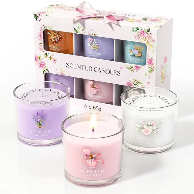 Main image of Scented Candles, Scented Candle Gift Set for Stress Relief, 6 Votive Candles for Women and Men, Birthday Candle Gifts for Women, Christmas Candles for Women (6 Colors, 14 oz)