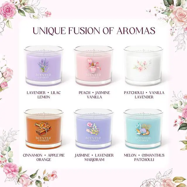 Alt view image 2 of 7 - Scented Candles, Scented Candle Gift Set for Stress Relief, 6 Votive Candles for Women and Men, Birthday Candle Gifts for Women, Christmas Candles for Women (6 Colors, 14 oz)