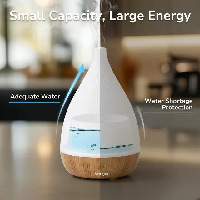 Alt view image 3 of 7 - Ultrasonic Essential Oil Diffuser, Home Fragrance Aroma Diffuser with Auto Shut-Off, 8-Color Night Light & Ultra-Quiet Operation, BPA-Free Portable Aromatherapy Humidifier for Home (Light)