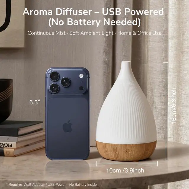 Alt view image 5 of 7 - Ultrasonic Essential Oil Diffuser, Home Fragrance Aroma Diffuser with Auto Shut-Off, 8-Color Night Light & Ultra-Quiet Operation, BPA-Free Portable Aromatherapy Humidifier for Home (Light)