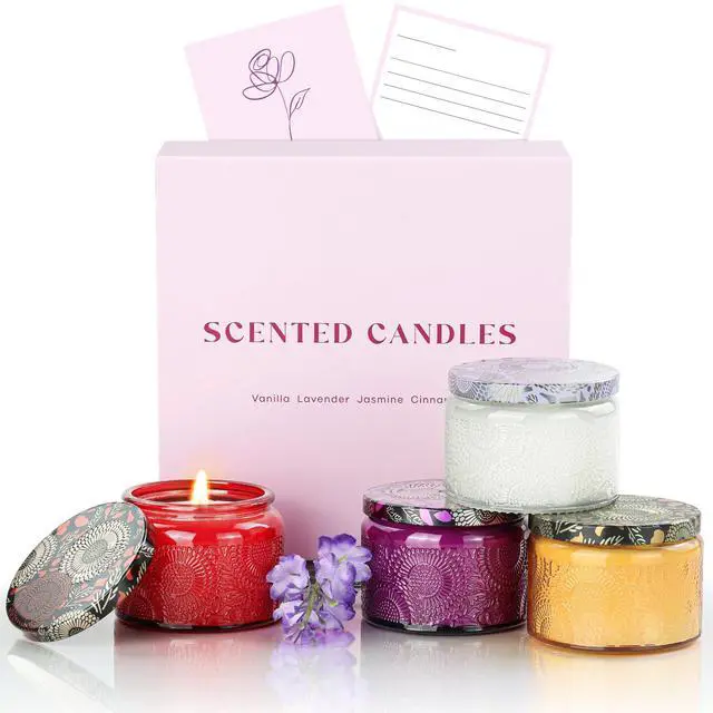 Main image of Candles for Women, Scented Candle Gift Set of 4, Scented Candles for Home, Birthday and Christmas Candle Gifts for Women (Vanilla, Lavender, Cinnamon, Jasmine, 14.4 oz)