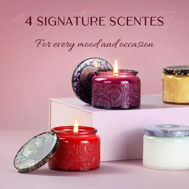 Alt view image 2 of 7 - Candles for Women, Scented Candle Gift Set of 4, Scented Candles for Home, Birthday and Christmas Candle Gifts for Women (Vanilla, Lavender, Cinnamon, Jasmine, 14.4 oz)