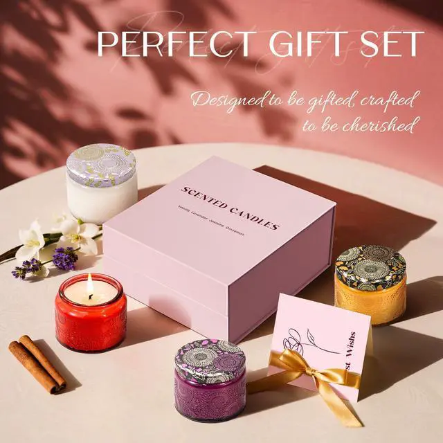 Alt view image 5 of 7 - Candles for Women, Scented Candle Gift Set of 4, Scented Candles for Home, Birthday and Christmas Candle Gifts for Women (Vanilla, Lavender, Cinnamon, Jasmine, 14.4 oz)