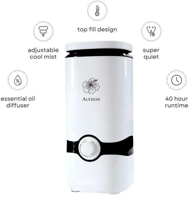 Alt view image 6 of 6 - Cool Mist Humidifiers - Essential Oil Top Fill Humidifier Cool Ultrasonic Humidifier Quiet Air Diffuser for Large Room & Easy to Clean with Filter & Oil Diffuser Plant Bedroom Humidifier