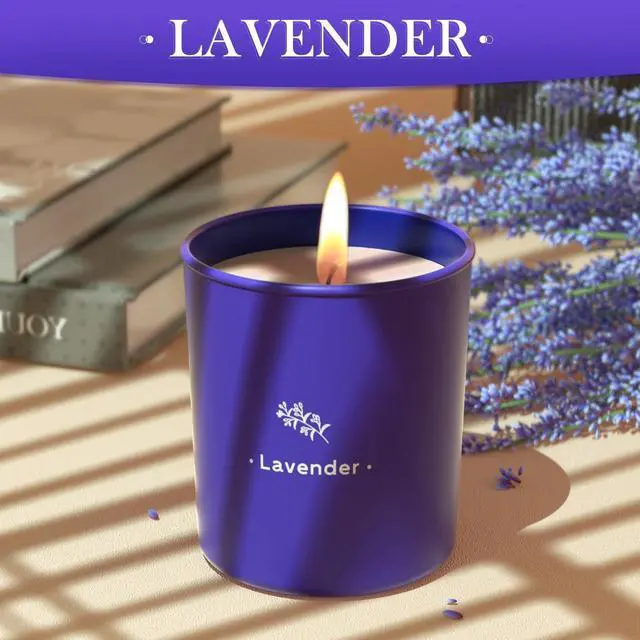 Alt view image 2 of 7 - Lavender Candles for Home Scented, 8 oz Scented Candles Present, Purple Jar Wax, Made with Soy for Women, 45 Hour Long-Lasting Burn for Christmas Mom Girl Birthday Christmas Giving - 1 Pack