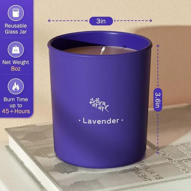 Alt view image 4 of 7 - Lavender Candles for Home Scented, 8 oz Scented Candles Present, Purple Jar Wax, Made with Soy for Women, 45 Hour Long-Lasting Burn for Christmas Mom Girl Birthday Christmas Giving - 1 Pack
