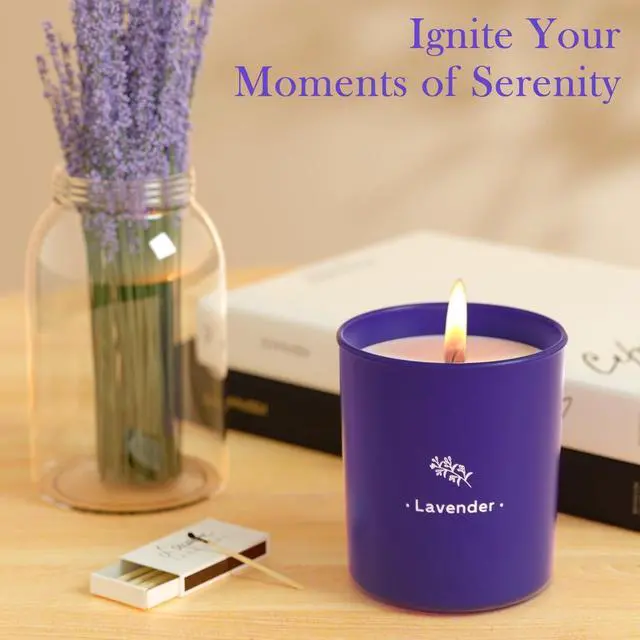 Alt view image 5 of 7 - Lavender Candles for Home Scented, 8 oz Scented Candles Present, Purple Jar Wax, Made with Soy for Women, 45 Hour Long-Lasting Burn for Christmas Mom Girl Birthday Christmas Giving - 1 Pack