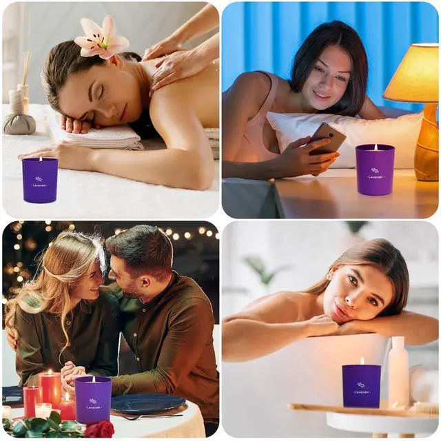 Alt view image 6 of 7 - Lavender Candles for Home Scented, 8 oz Scented Candles Present, Purple Jar Wax, Made with Soy for Women, 45 Hour Long-Lasting Burn for Christmas Mom Girl Birthday Christmas Giving - 1 Pack
