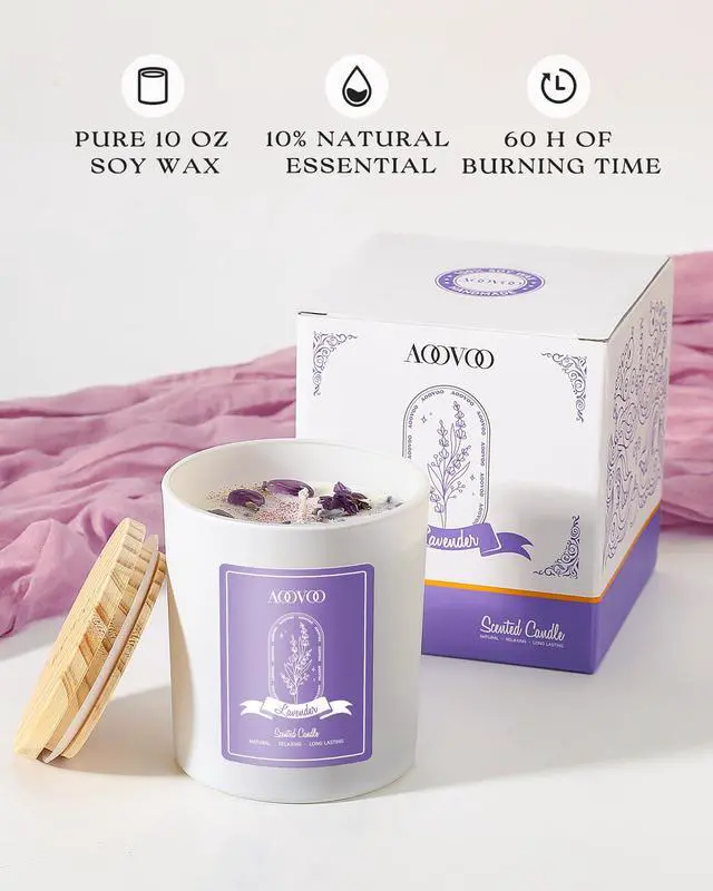 Alt view image 2 of 7 - Lavender Scented Candles for Women - Aromatherapy Candle with Crystals Inside, 10oz Soy Candles for Home Scented, Birthday Gifts Mothers Day Candle for Women Mom