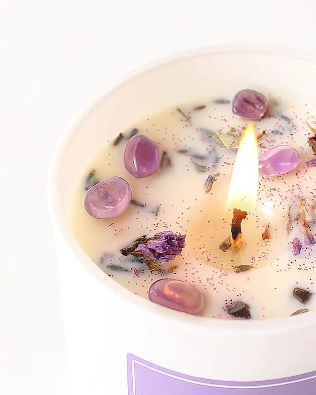 Alt view image 3 of 7 - Lavender Scented Candles for Women - Aromatherapy Candle with Crystals Inside, 10oz Soy Candles for Home Scented, Birthday Gifts Mothers Day Candle for Women Mom