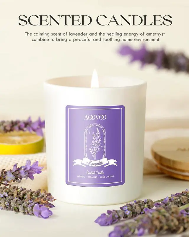 Alt view image 6 of 7 - Lavender Scented Candles for Women - Aromatherapy Candle with Crystals Inside, 10oz Soy Candles for Home Scented, Birthday Gifts Mothers Day Candle for Women Mom