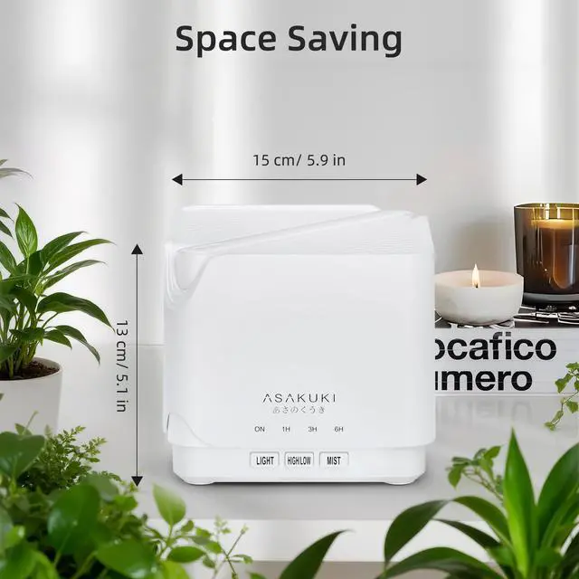 Alt view image 7 of 7 - Essential Oil Diffuser for Home, Large 700 ml Humidifier with Automatic Shut-Off, Quiet Aromatherapy Diffuser with 7 LED Lights for Living Room, Kitchen, Bedroom, Hotel - Pure White