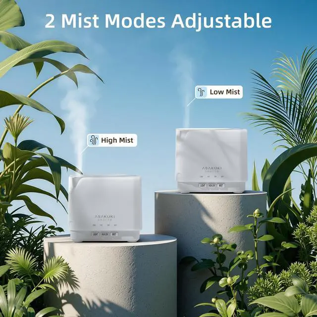 Alt view image 6 of 7 - Essential Oil Diffuser for Home, Large 700 ml Humidifier with Automatic Shut-Off, Quiet Aromatherapy Diffuser with 7 LED Lights for Living Room, Kitchen, Bedroom, Hotel - Pure White