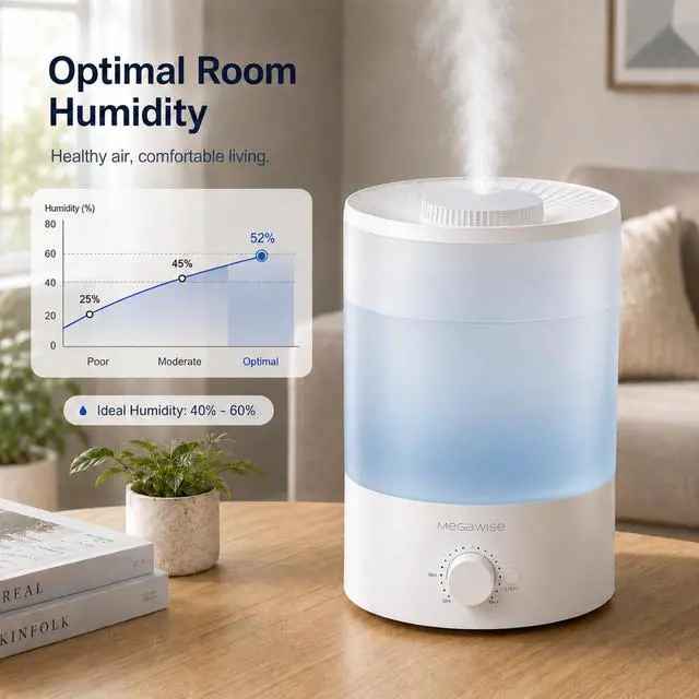Alt view image 2 of 7 - 3.5L Cool Mist Humidifier with Top Refill, Large Capacity of 3.5L, Easy Safe and Convenient for Home + 7 Night light Colors