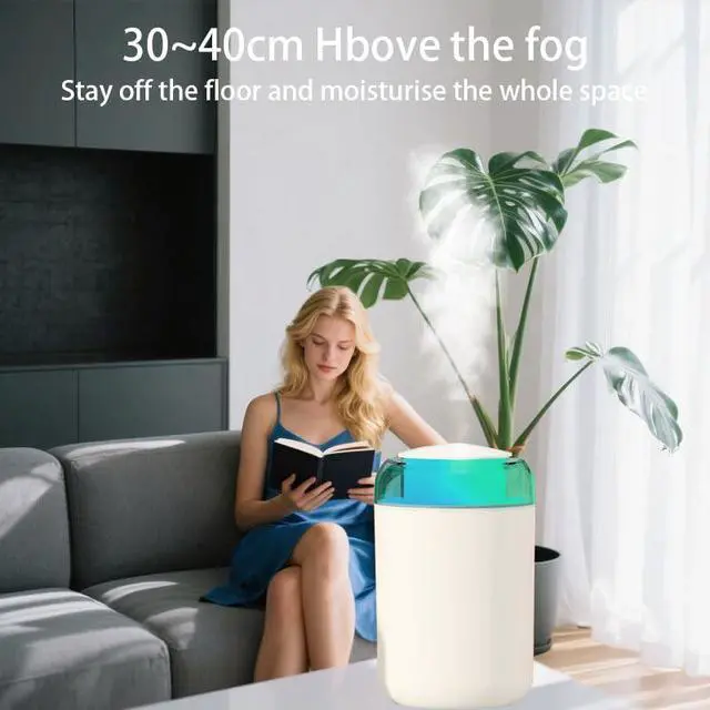 Alt view image 6 of 6 - Bedroom Humidifier, 1.2L Cool Mist Extra Large humidifier - Humldifier for Bedroom Living Room Baby Plants, 7 Color Gradient Night Light, Safe Power Off, Ideal Baby Humidifier(white)