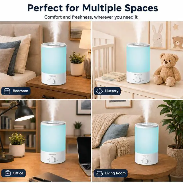 Alt view image 7 of 7 - 3.5L Cool Mist Humidifier with Top Refill, Large Capacity of 3.5L, Easy Safe and Convenient for Home + 7 Night light Colors