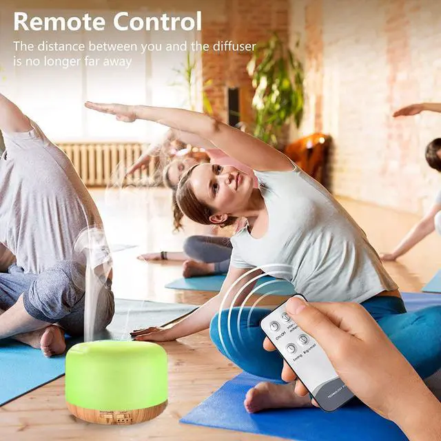 Alt view image 2 of 6 - Oil Diffuser Humidifier 300ML,Electric Ultrasonic Air Aroma Diffusers Vaporizer,Scent Mist Defuser with Remote,Auto-Off,7led Color Changing Light for Large Bed Room,Home,Office
