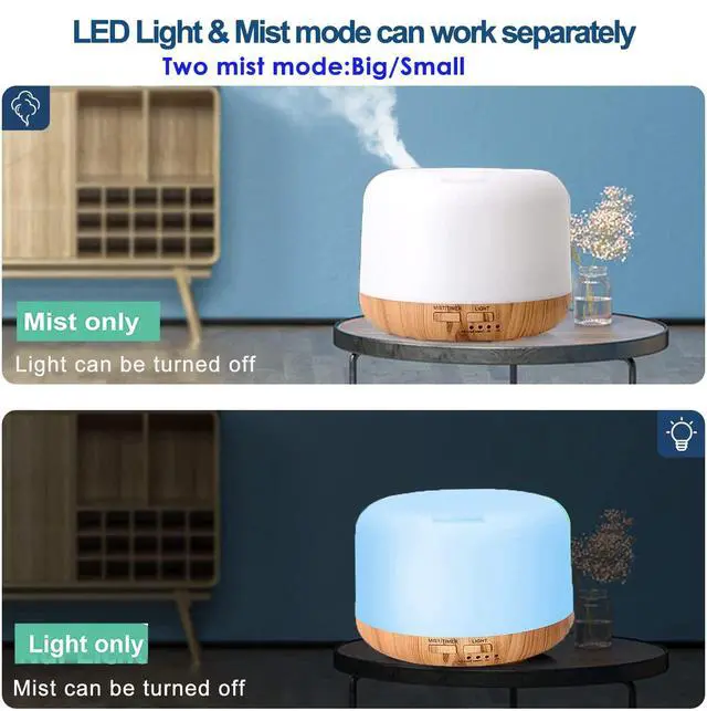 Alt view image 3 of 6 - Oil Diffuser Humidifier 300ML,Electric Ultrasonic Air Aroma Diffusers Vaporizer,Scent Mist Defuser with Remote,Auto-Off,7led Color Changing Light for Large Bed Room,Home,Office