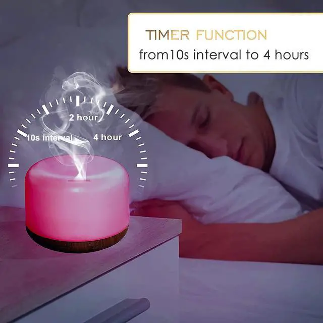 Alt view image 4 of 6 - Oil Diffuser Humidifier 300ML,Electric Ultrasonic Air Aroma Diffusers Vaporizer,Scent Mist Defuser with Remote,Auto-Off,7led Color Changing Light for Large Bed Room,Home,Office