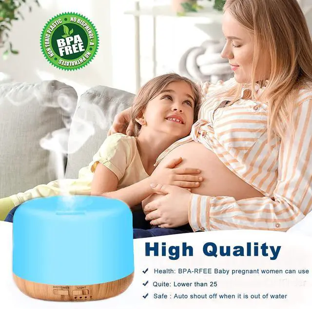 Alt view image 6 of 6 - Oil Diffuser Humidifier 300ML,Electric Ultrasonic Air Aroma Diffusers Vaporizer,Scent Mist Defuser with Remote,Auto-Off,7led Color Changing Light for Large Bed Room,Home,Office