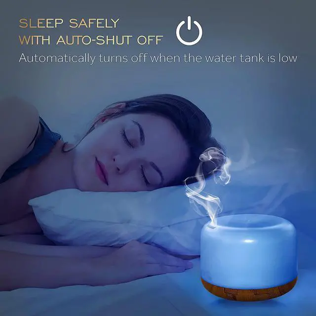 Alt view image 5 of 6 - Oil Diffuser Humidifier 300ML,Electric Ultrasonic Air Aroma Diffusers Vaporizer,Scent Mist Defuser with Remote,Auto-Off,7led Color Changing Light for Large Bed Room,Home,Office