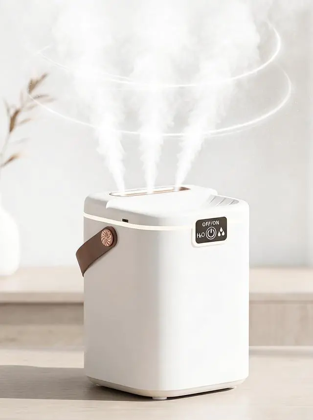 Main image of 2L Cool Mist Humidifiers for Bedroom, 3 Nozzles Quiet Small Humidifier with 4 Mist Modes, Top Fill Desktop Personal Humidifier with Night Light & Auto-Shutoff, Portable USB Powered for Office, Plants