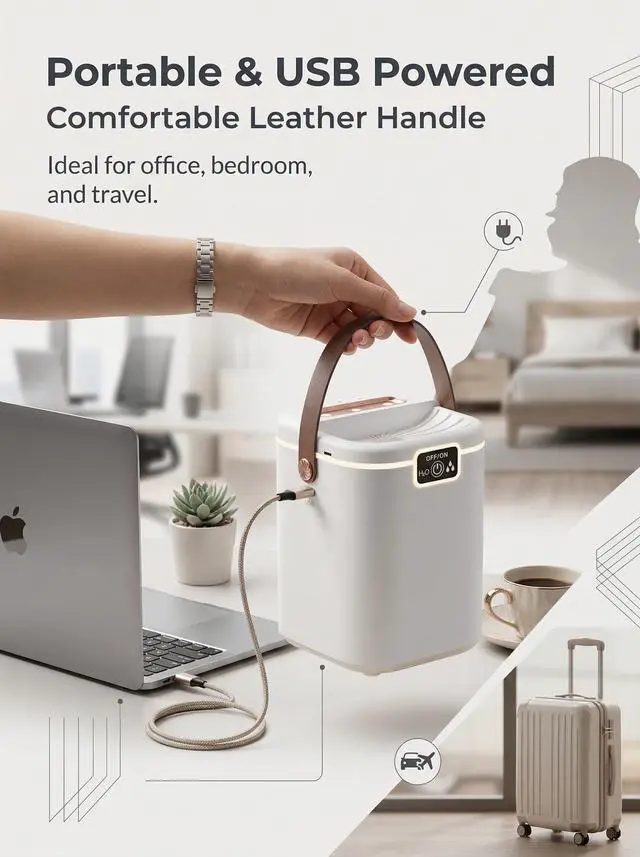 Alt view image 5 of 7 - 2L Cool Mist Humidifiers for Bedroom, 3 Nozzles Quiet Small Humidifier with 4 Mist Modes, Top Fill Desktop Personal Humidifier with Night Light & Auto-Shutoff, Portable USB Powered for Office, Plants