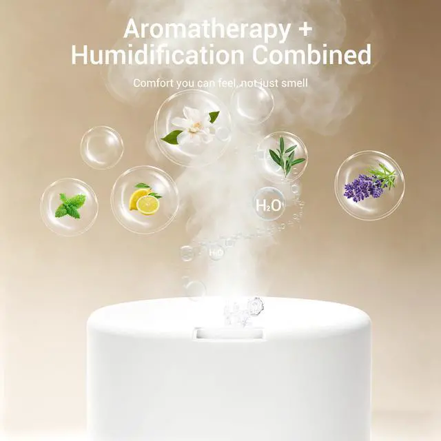 Alt view image 2 of 7 - Essential Oil Diffuser for Home, 300 ml Humidifier with Automatic Shut-Off, Quiet Aromatherapy Diffuser with 7 LED Lights for Living Room, Kitchen, Bedroom, Hotel - Light Brown