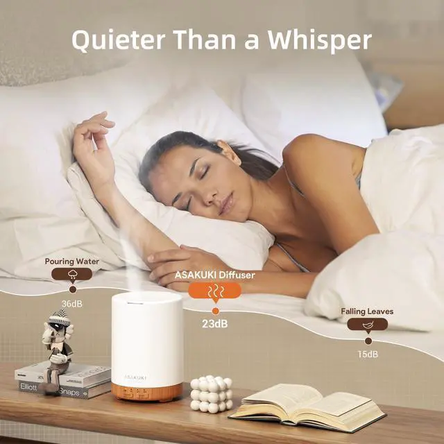 Alt view image 4 of 7 - Essential Oil Diffuser for Home, 300 ml Humidifier with Automatic Shut-Off, Quiet Aromatherapy Diffuser with 7 LED Lights for Living Room, Kitchen, Bedroom, Hotel - Light Brown