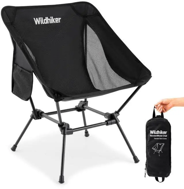 Main image of Lightweight Camping Chair Folding Portable Chair for Adults, 2.16 lbs with Square Base and Carry Bag for Travel, Fishing, Motorcycle, Festival Black