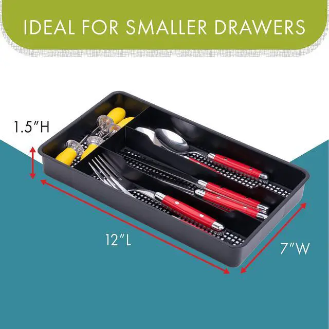 Alt view image 2 of 7 - Small Cutlery, Utensil, Silverware Kitchen Drawer Organizer Tray, White