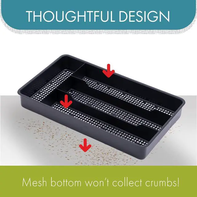 Alt view image 3 of 7 - Small Cutlery, Utensil, Silverware Kitchen Drawer Organizer Tray, White