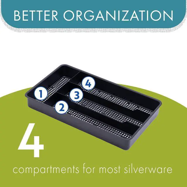 Alt view image 4 of 7 - Small Cutlery, Utensil, Silverware Kitchen Drawer Organizer Tray, White