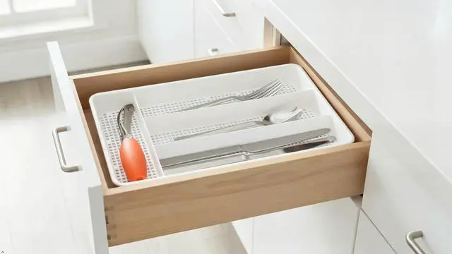 Alt view image 7 of 7 - Small Cutlery, Utensil, Silverware Kitchen Drawer Organizer Tray, White