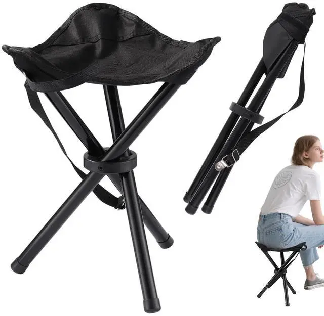 Main image of Travel Folding Camping Stool, 14.6 inches Lightweight Outdoor Tripod Chair and Maximum weight 210 lbs Portable Party Chair Fishing Chairs Seat for Camp Hiking Beach Garden and Painting (Black)