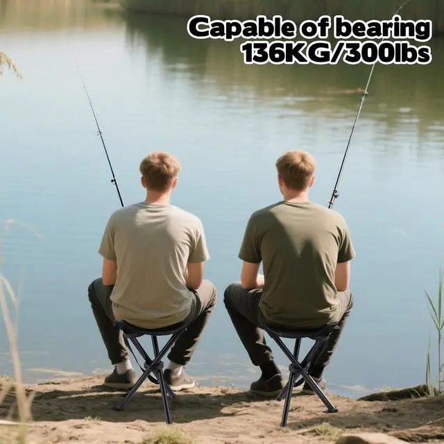 Alt view image 6 of 7 - Travel Folding Camping Stool, 14.6 inches Lightweight Outdoor Tripod Chair and Maximum weight 210 lbs Portable Party Chair Fishing Chairs Seat for Camp Hiking Beach Garden and Painting (Black)