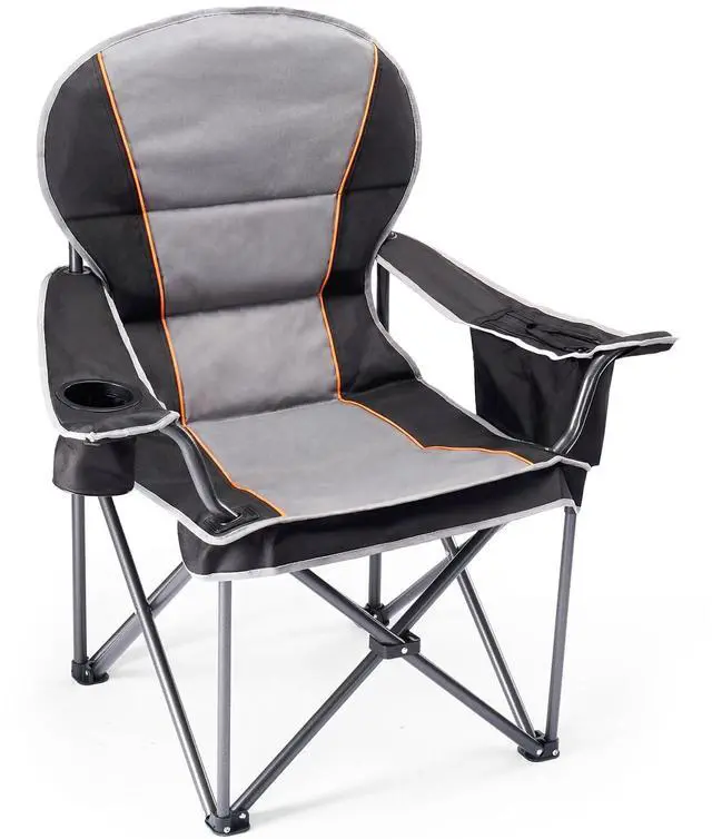 Main image of Oversized Folding Camping Chair for Adults, Portable Outdoor Collapsible Chairs, 500 LBS Heavy Duty Support, with Cup Holders, for Lawn, Fishing, Hiking, Black