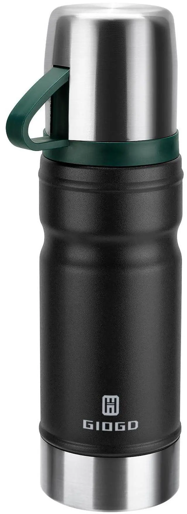 Main image of Vacuum Insulated Water Bottle Thermo Water Flask with Cup 680ml/23oz Stainless Steel Thermal Water Bottles Thermo for Hot and Cold Drinks Coffee Water(Black,Single)