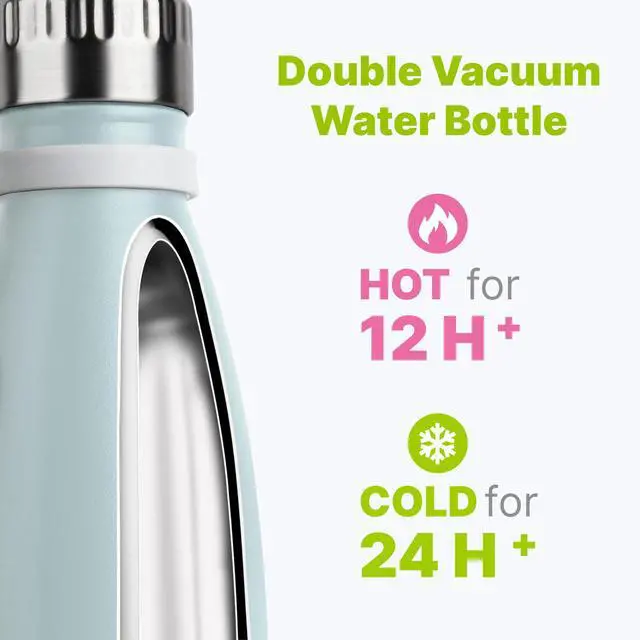 Alt view image 2 of 7 - 9 oz Water Bottle for Kids-Small Stainless Steel Water Bottle for School Vacuum Insulated Metal Leak Proof Cola Shape Water Flask for Boys Girls(Baby Blue)