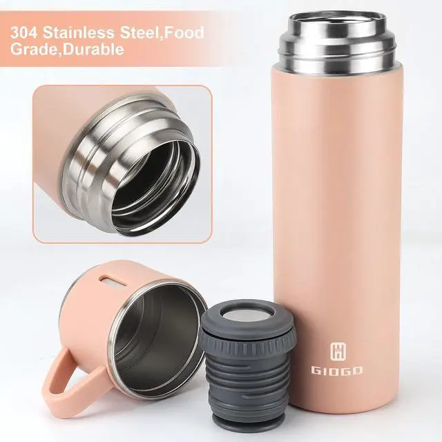 Alt view image 3 of 7 - Stainless Steel Thermo 500ml/16.9oz Vacuum Insulated Bottle with Cup for Coffee Hot drink and Cold drink water flask.(Pink,Set)