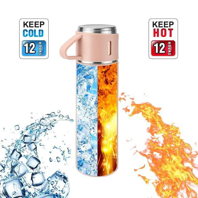 Alt view image 5 of 7 - Stainless Steel Thermo 500ml/16.9oz Vacuum Insulated Bottle with Cup for Coffee Hot drink and Cold drink water flask.(Pink,Set)