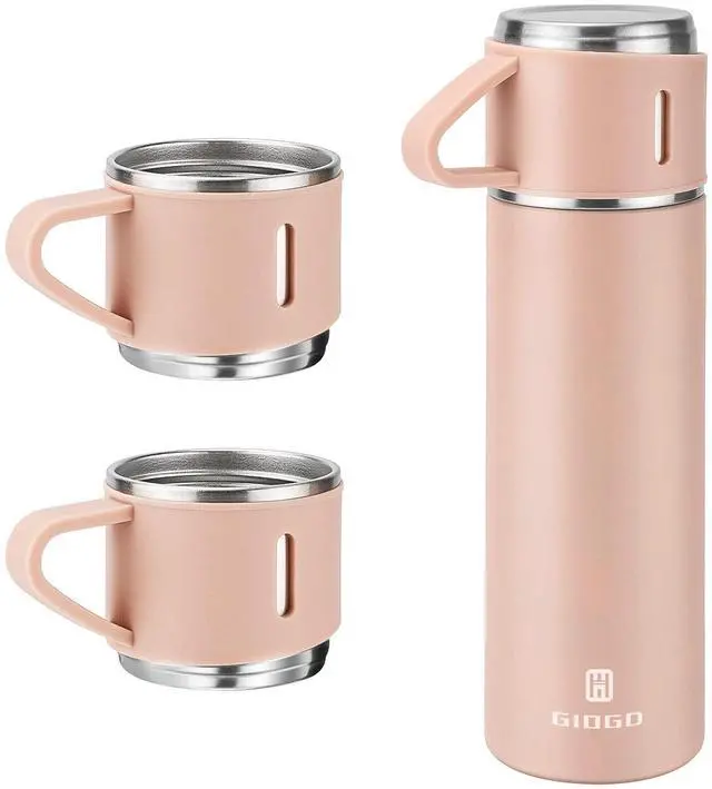 Main image of Stainless Steel Thermo 500ml/16.9oz Vacuum Insulated Bottle with Cup for Coffee Hot drink and Cold drink water flask.(Pink,Set)