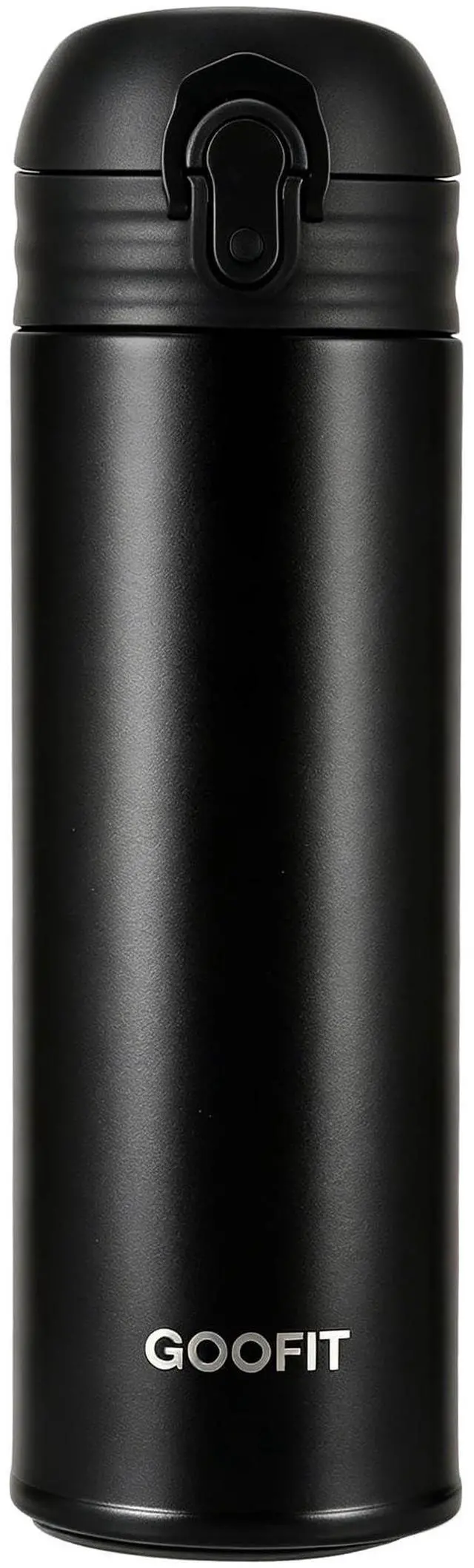 Main image of Thermos Double Wall Vacuum Kids Water Bottle,with Snap-On Lid and Locking Ring Insulated Water Bottle BPA Free Suitable for Schools and Travel 16 Oz Black
