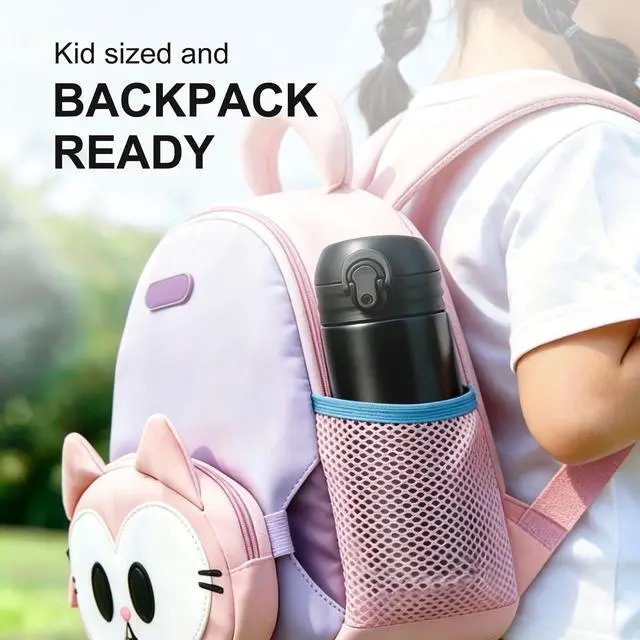 Alt view image 7 of 7 - Thermos Double Wall Vacuum Kids Water Bottle,with Snap-On Lid and Locking Ring Insulated Water Bottle BPA Free Suitable for Schools and Travel 16 Oz Black