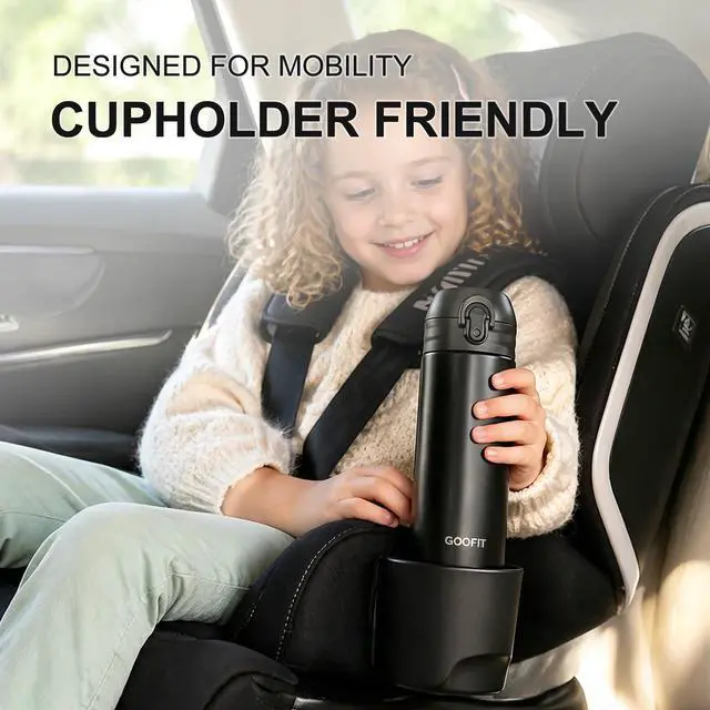Alt view image 2 of 7 - Thermos Double Wall Vacuum Kids Water Bottle,with Snap-On Lid and Locking Ring Insulated Water Bottle BPA Free Suitable for Schools and Travel 16 Oz Black