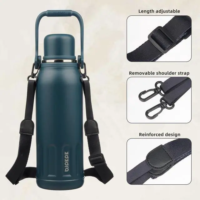 Alt view image 4 of 6 - Insulated 50oz Thermal Water Bottle BPA Free With Lid and Carry Handle Stainless Steel Water Bottles for Outdoor Sports,Navy Blue