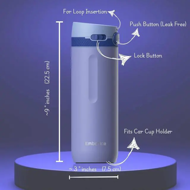 Alt view image 3 of 7 - 20 oz Vacuum Insulated Bottles - Double Wall Coffee Thermal for Travelers & Campers, Keeps Drinks Hot 18H, Cold 24H, Leak-Free, BPA-Free, Food-Grade Stainless Steel (Steel Blue)